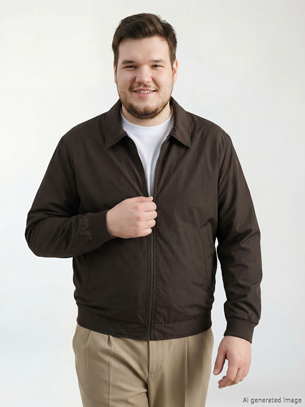 Kahverengi Standart Kalıp Gömlek Yaka Erkek Mont