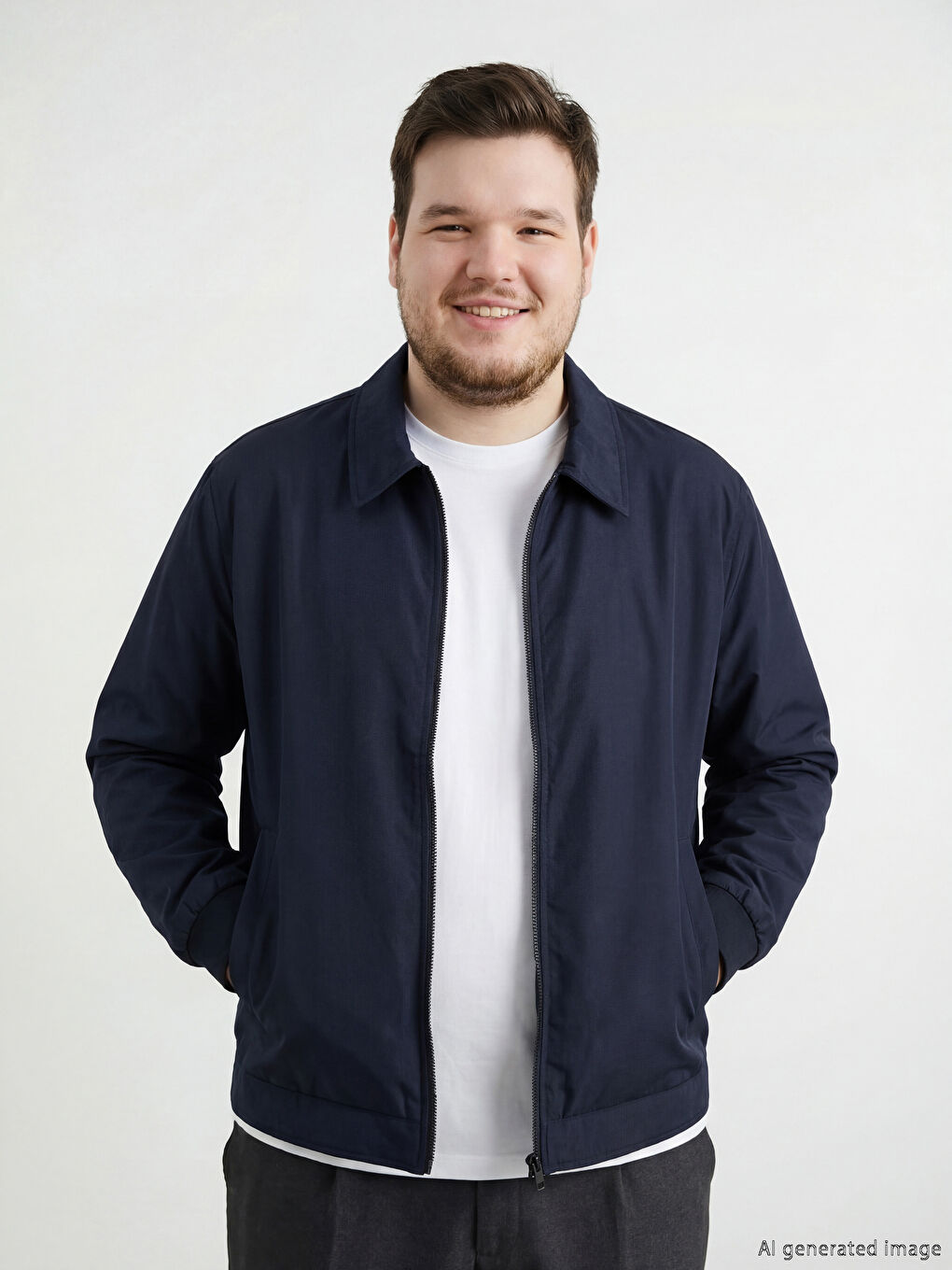 Lacivert Standart Kalıp Gömlek Yaka Erkek Mont