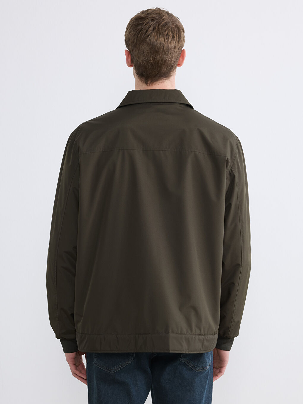 Haki Standart Kalıp Gömlek Yaka Erkek Mont-4