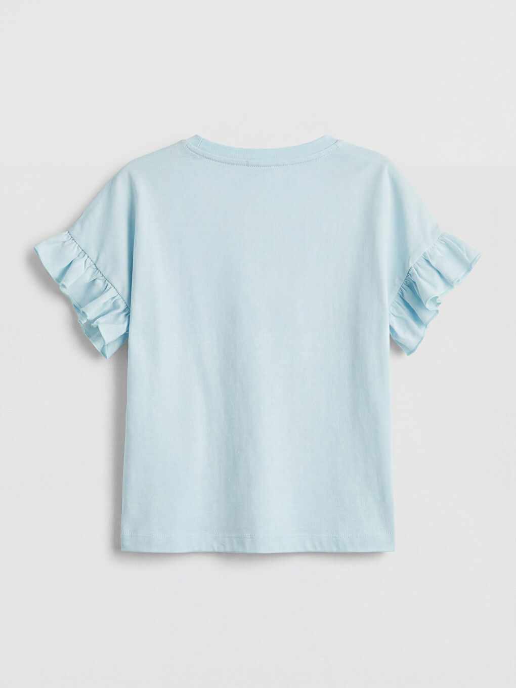 Mavi Bisiklet Yaka Fırfırlı Kız Çocuk Tişört-1