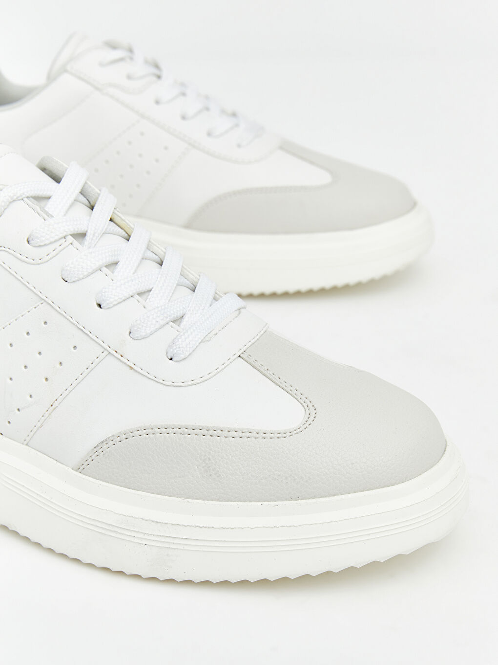 Beyaz Deri Görünümlü Erkek Spor Ayakkabı-2