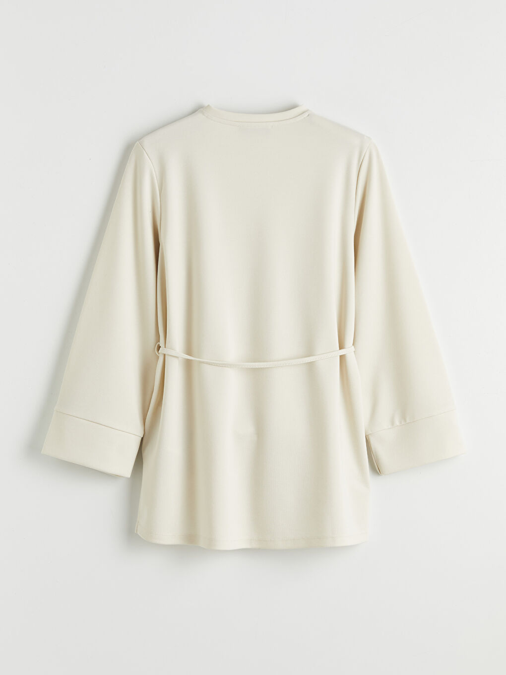 Bej Kuşaklı Soft Touch Kadın Sweatshirt Tunik-5