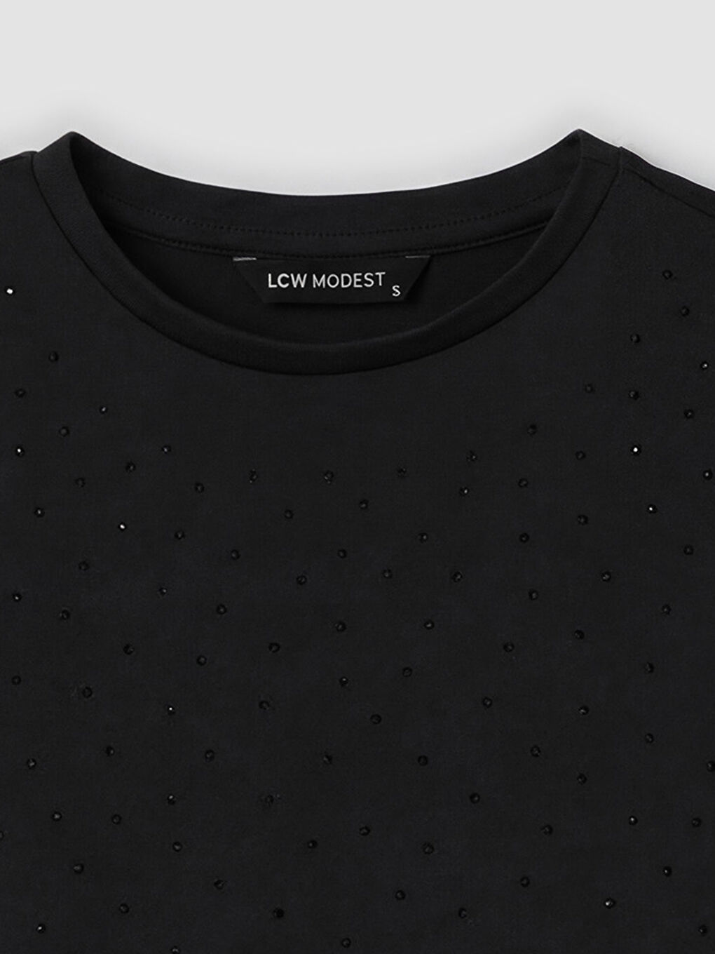 Siyah Bisiklet Yaka Taşlı Atlet-2