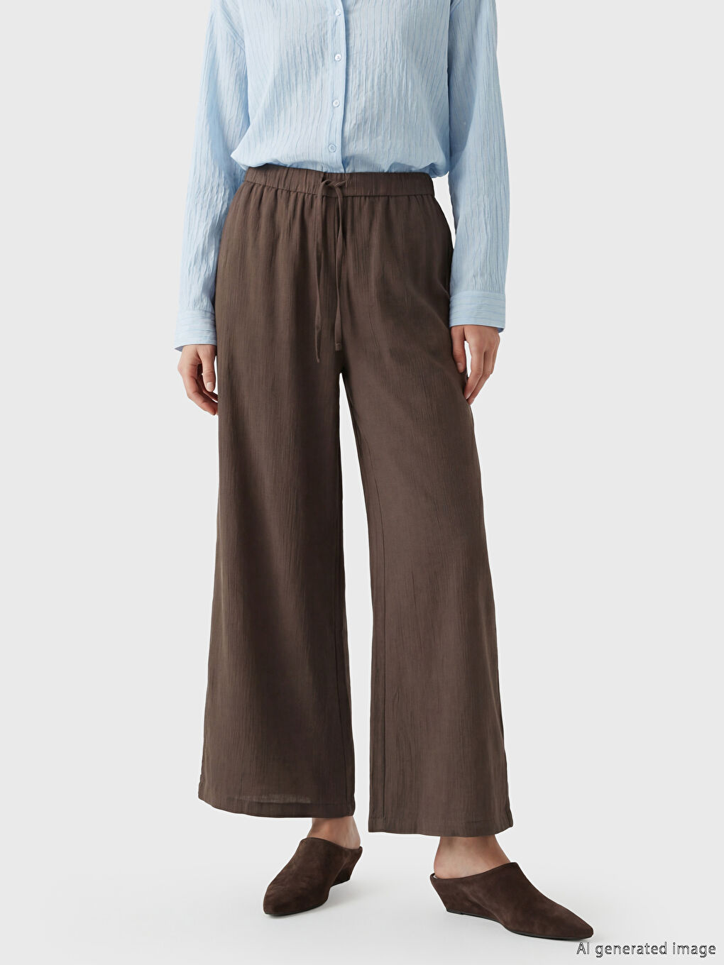 Haki Beli Lastikli Kadın Pantolon-1