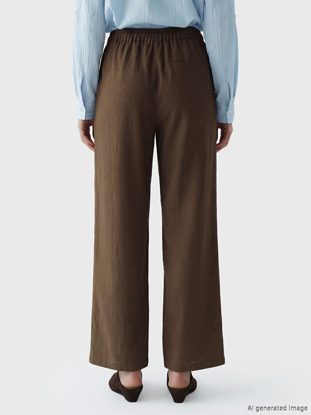 Haki Beli Lastikli Kadın Pantolon-3