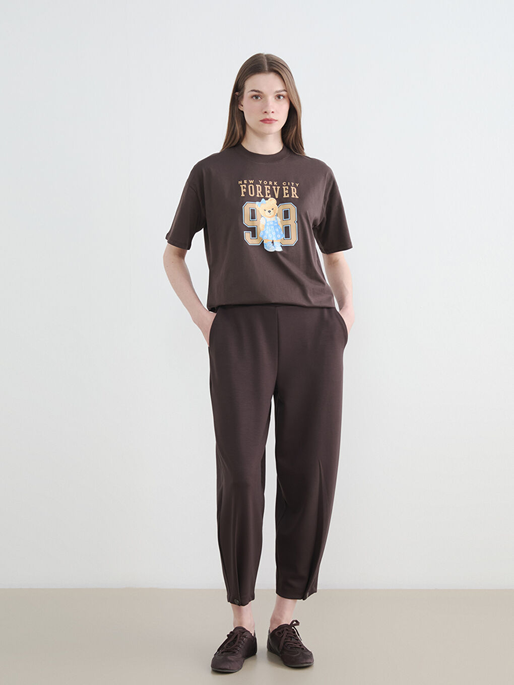 Kahverengi Soft Touch Kadın Eşofman Altı