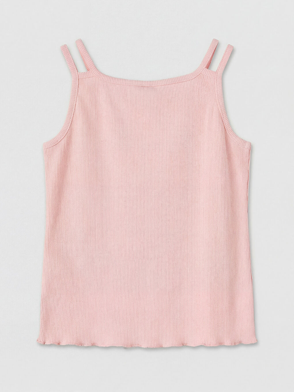 U Neck Double Strappy Ribbed Girls' Tank Top-1
