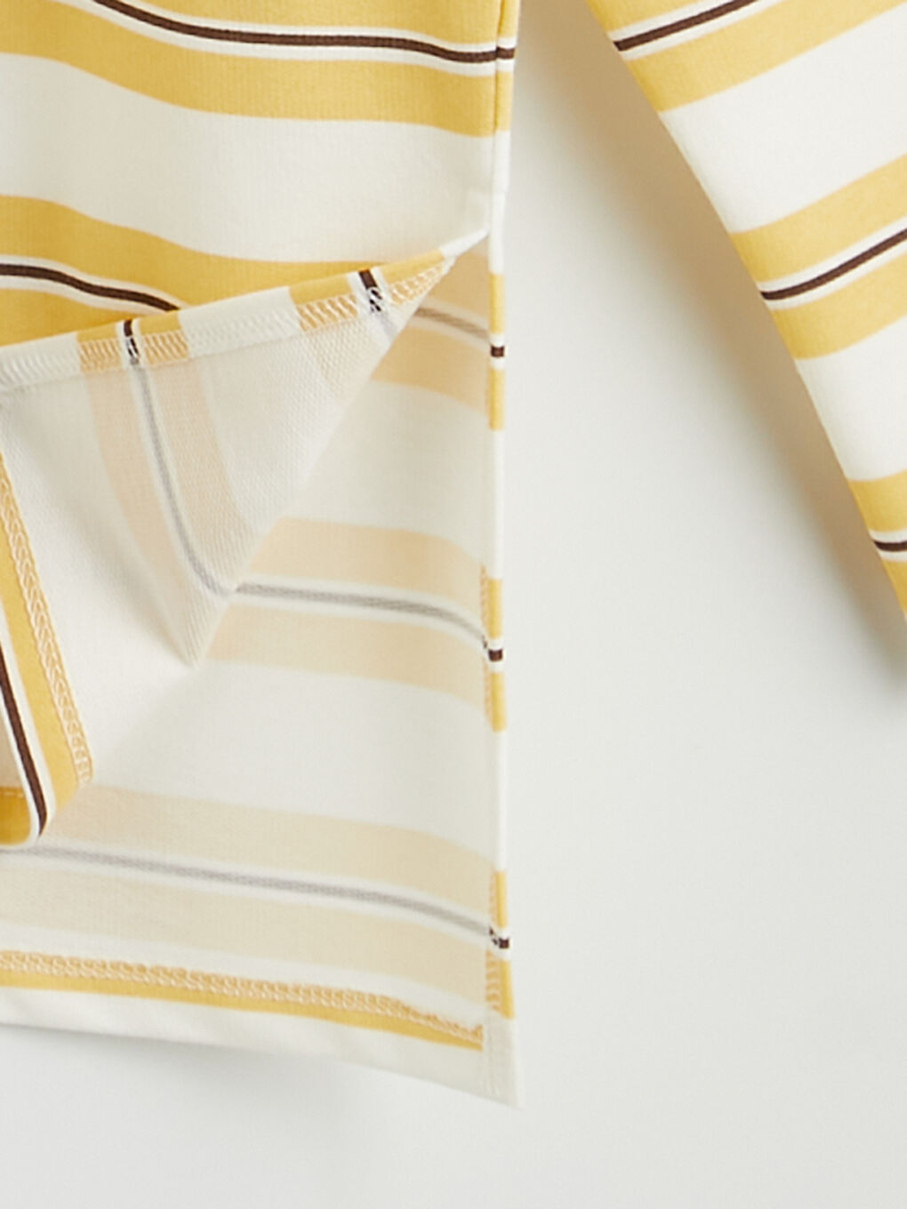 Sarı Polo Yaka Çizgili Kadın Sweatshirt Tunik-5