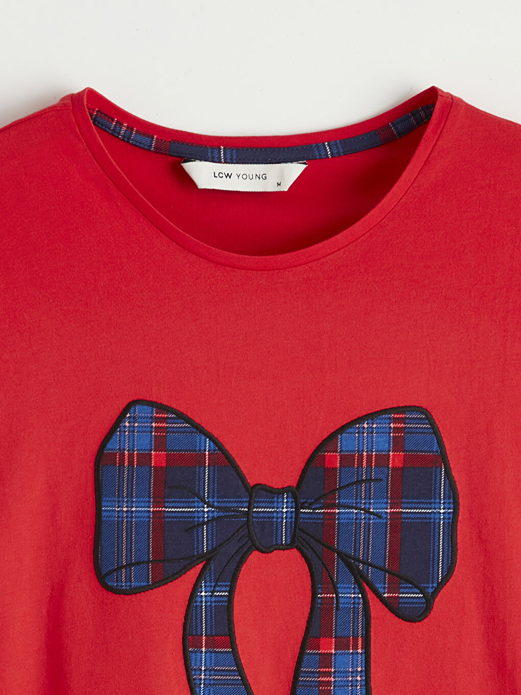 Lacivert Bisiklet Yaka Fiyonk Nakışlı Kadın Pijama Takım-2