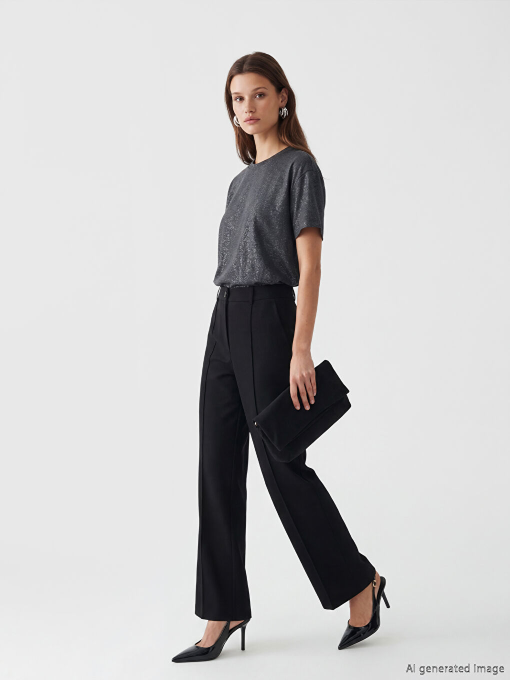 Antrasit Bisiklet Yaka Desenli Bluz-1