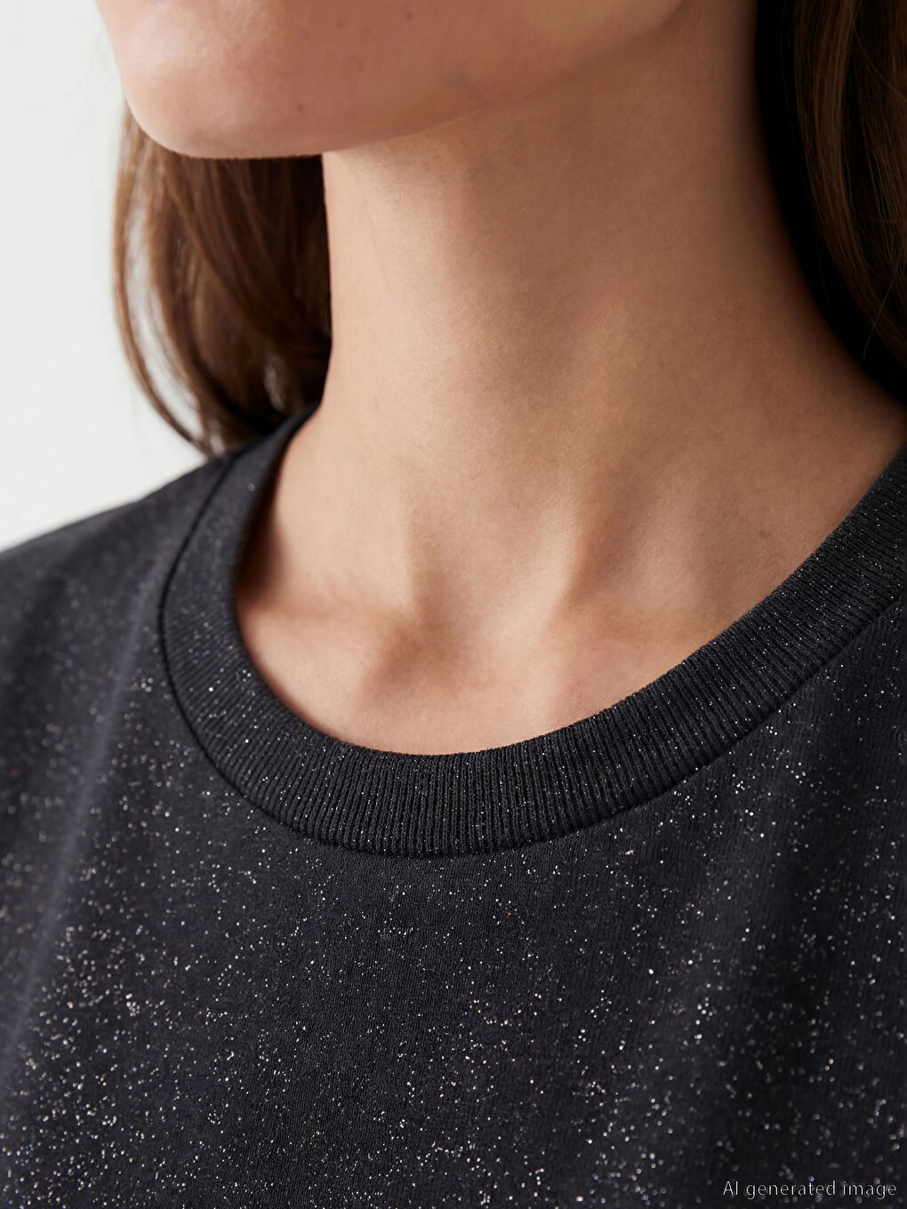 Antrasit Bisiklet Yaka Desenli Bluz-2