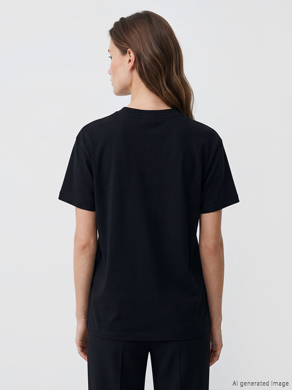 Siyah Bisiklet Yaka Çiçek İşlemeli Bluz-3