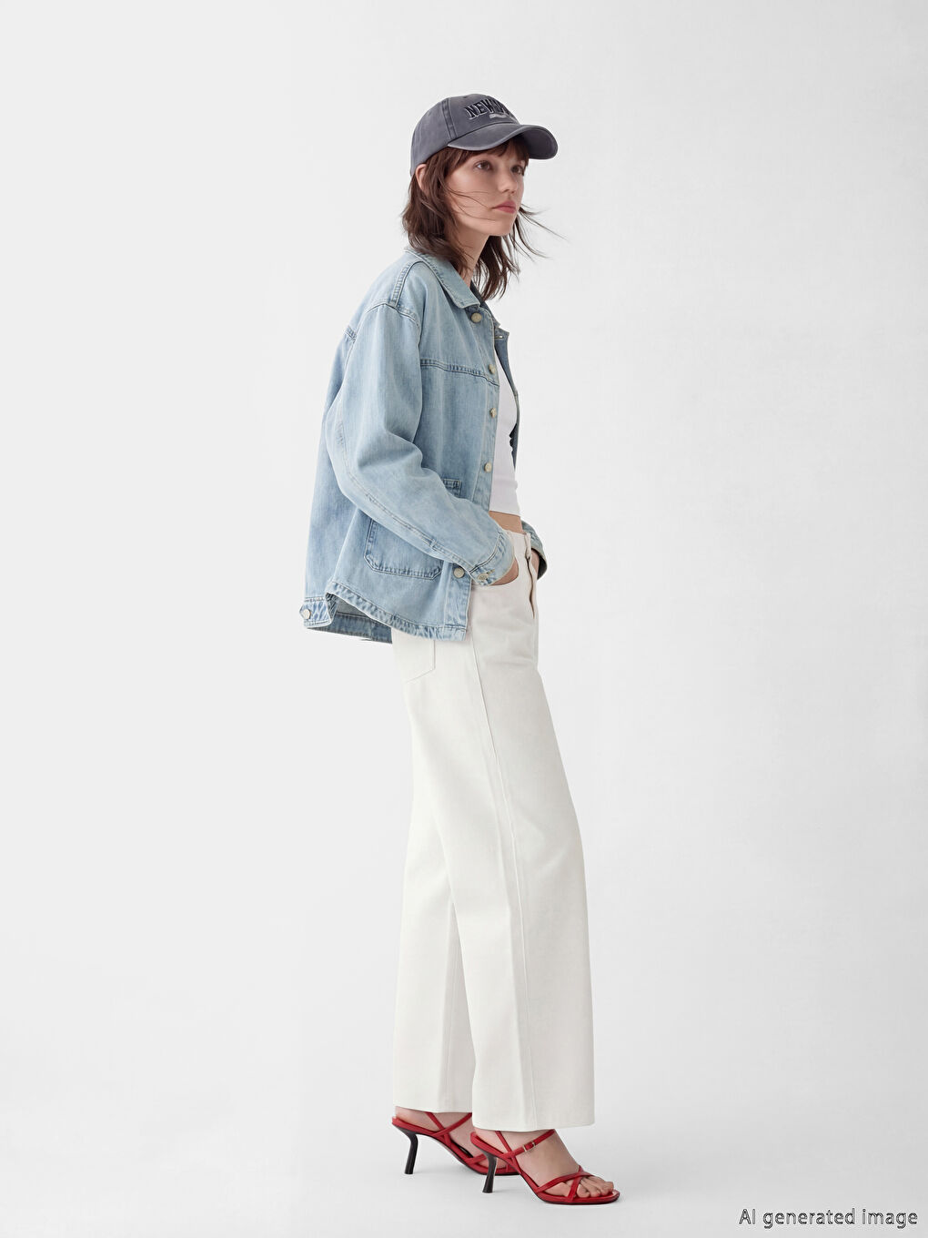 Mavi Gömlek Yaka Oversize Kadın Jean Ceket-1