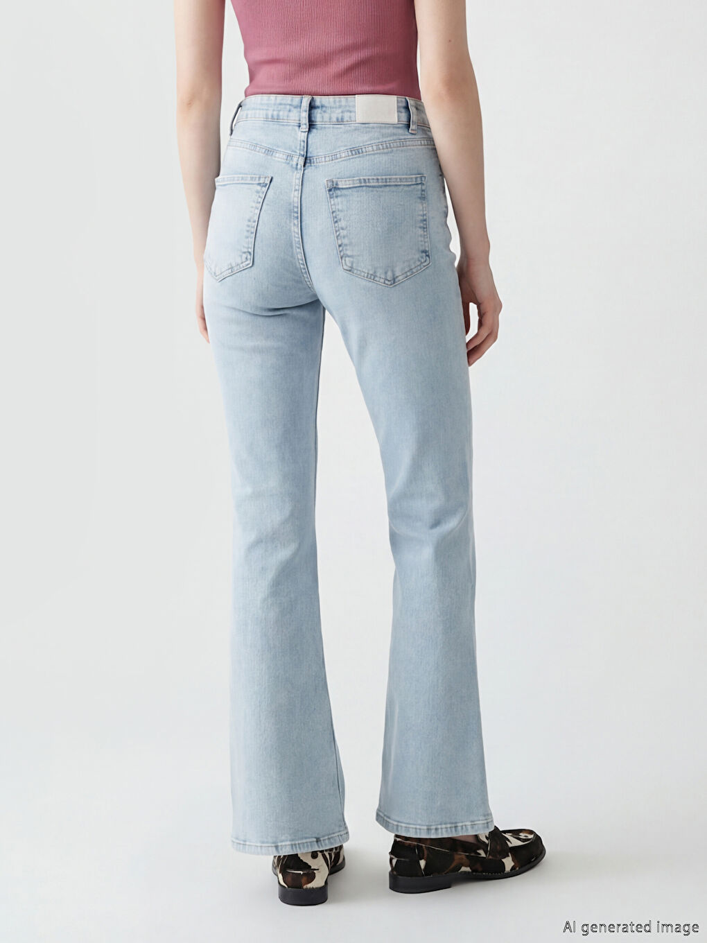 Mavi Yüksek Bel Flare Kadın Jean Pantolon-2