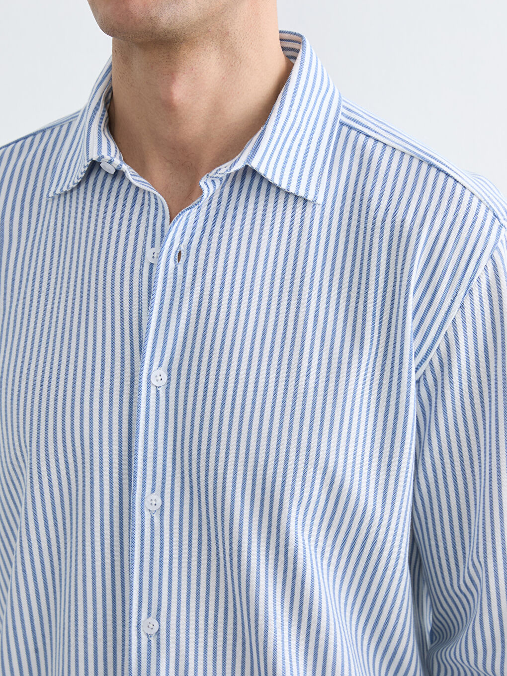 Lacivert Regular Fit Çizgili Erkek Gömlek-2