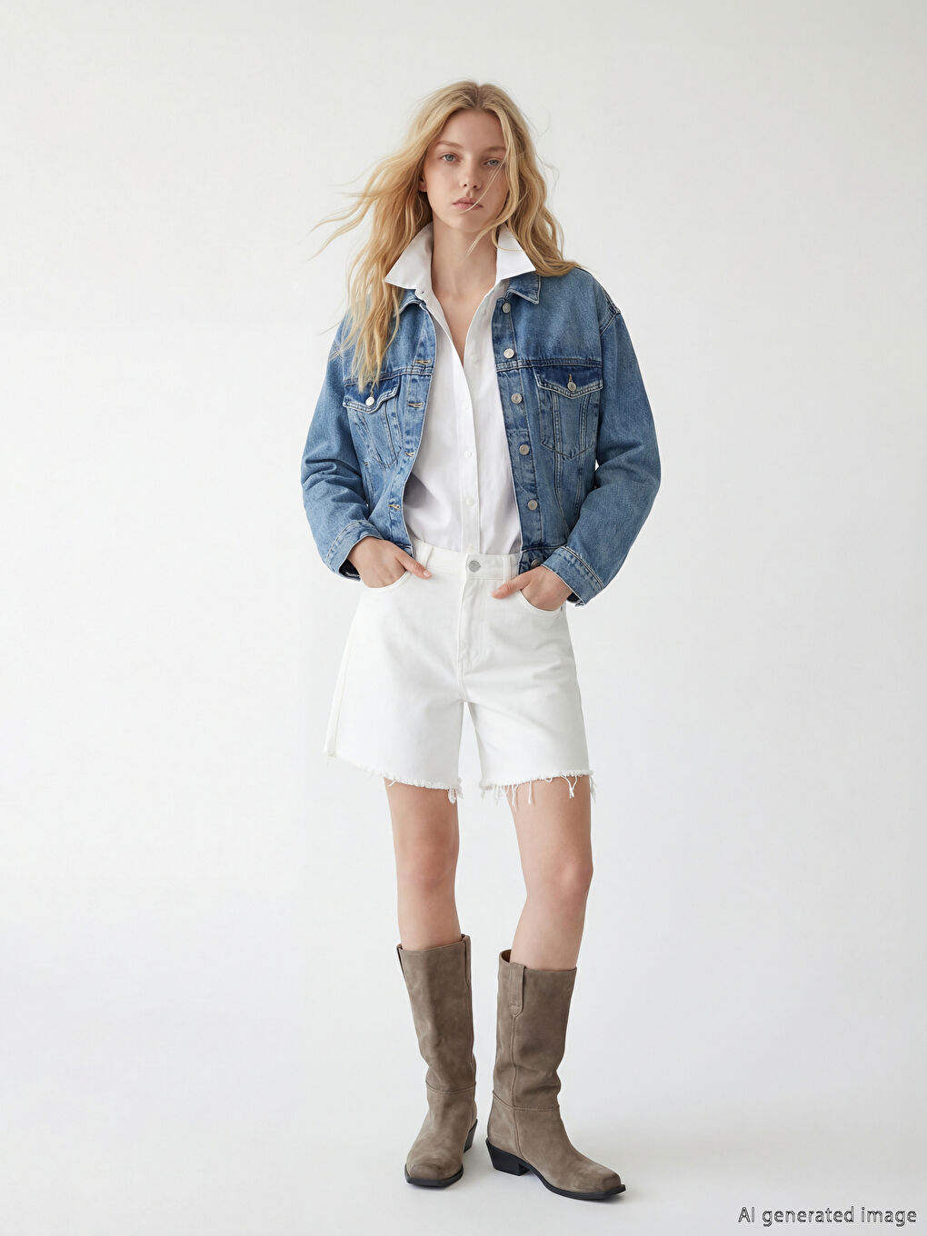 Mavi Gömlek Yaka Kadın Jean Ceket	-1