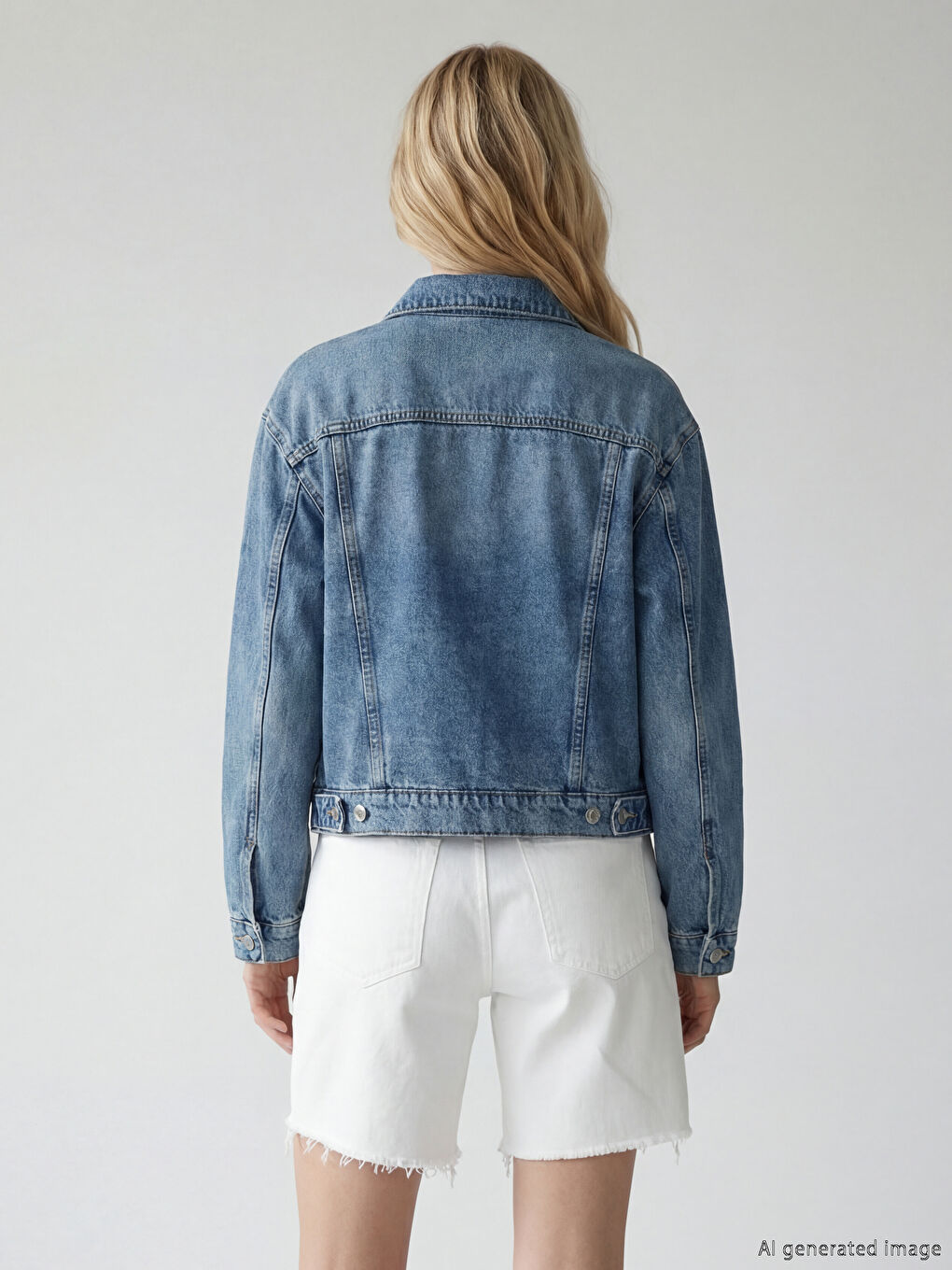 Mavi Gömlek Yaka Kadın Jean Ceket	-2