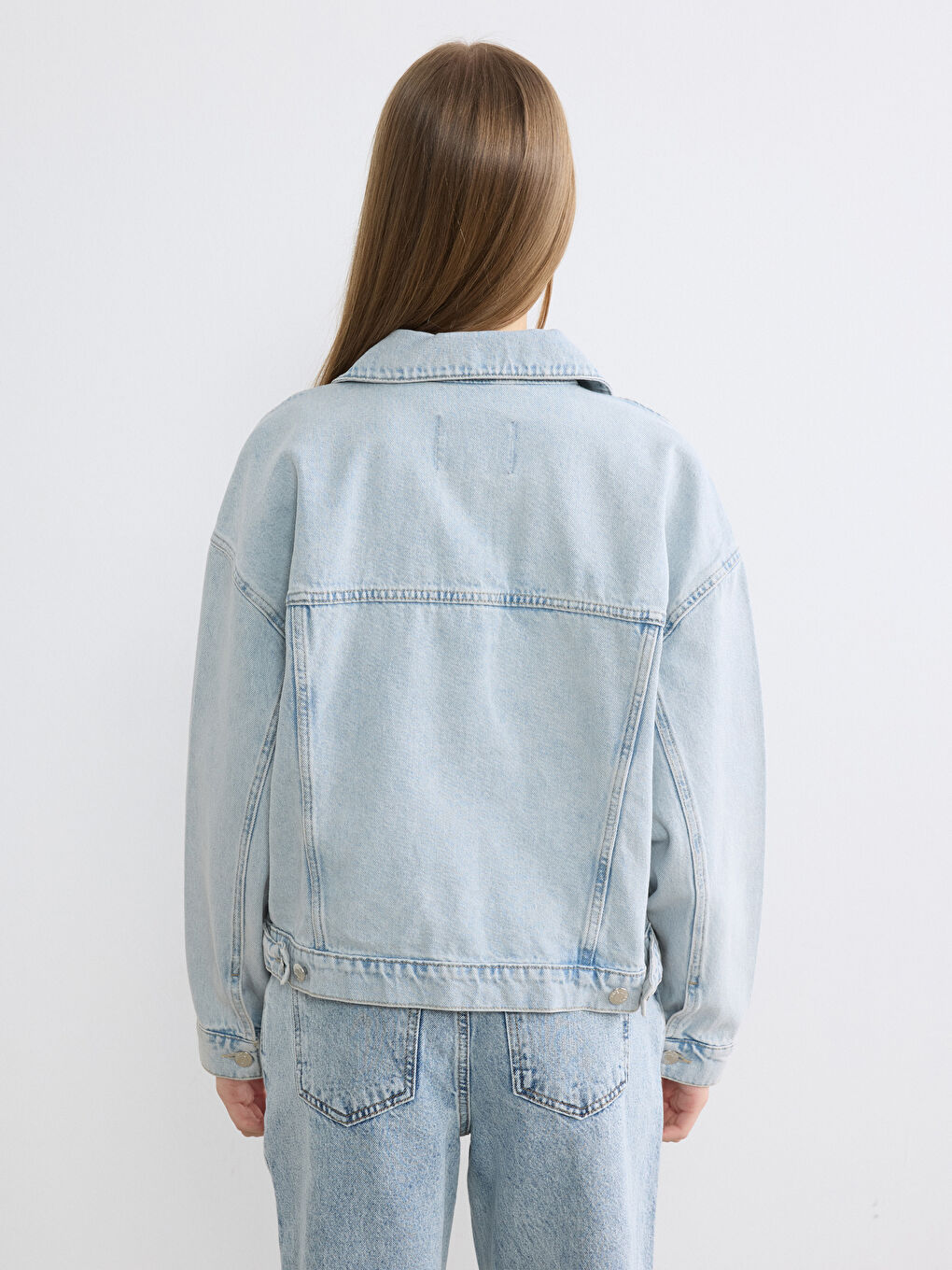 Mavi Gömlek Yaka Kadın Jean Ceket-4