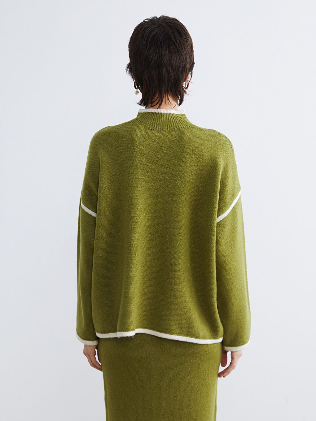 Yeşil Yarım Balıkçı Yaka Kadın Triko Kazak	-3