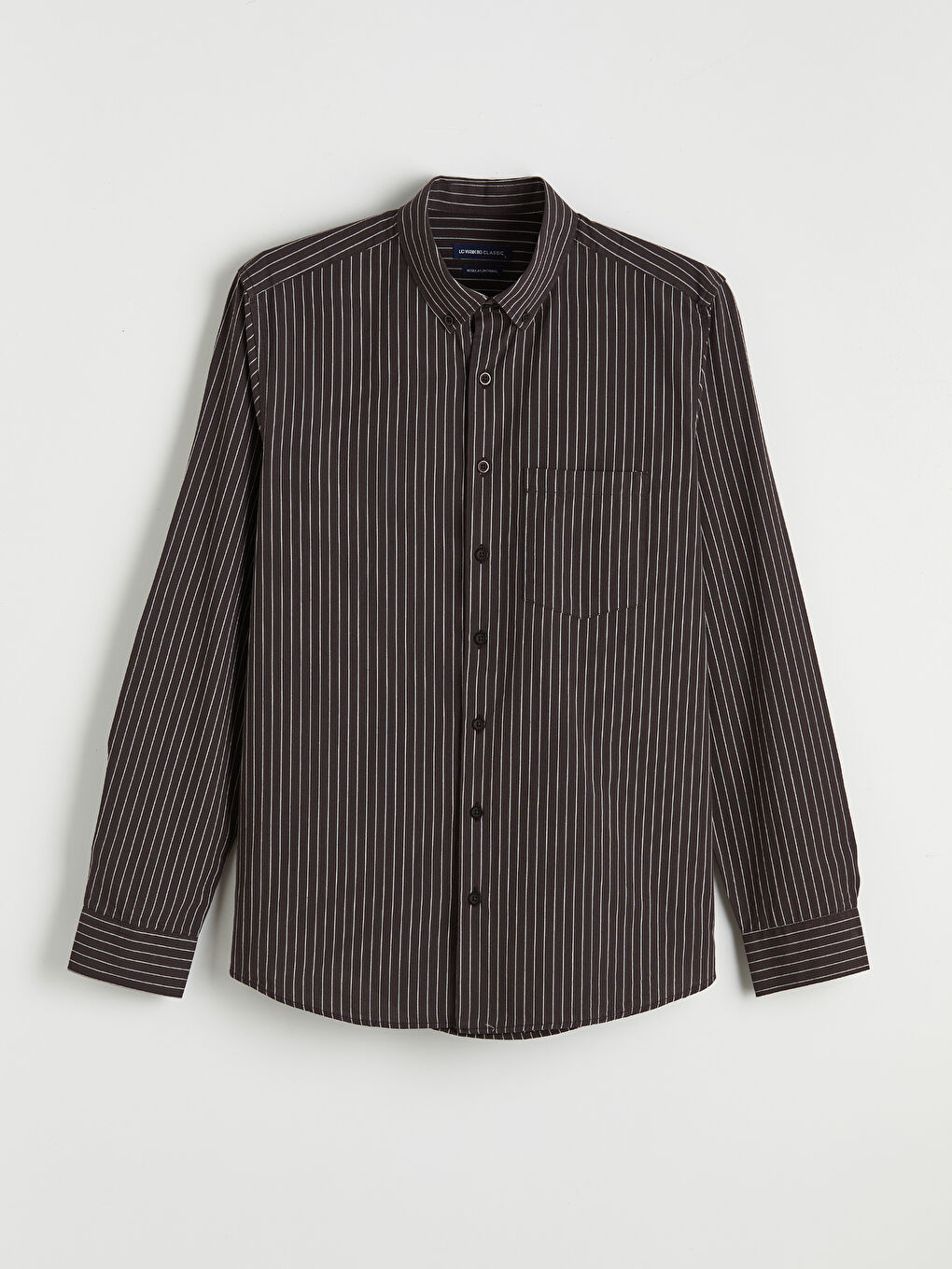 Kahverengi Regular Fit Çizgili Armürlü Erkek Gömlek