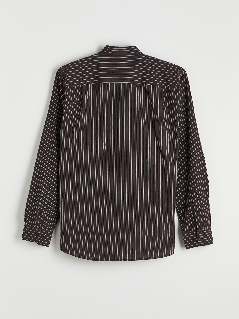 Kahverengi Regular Fit Çizgili Armürlü Erkek Gömlek-1