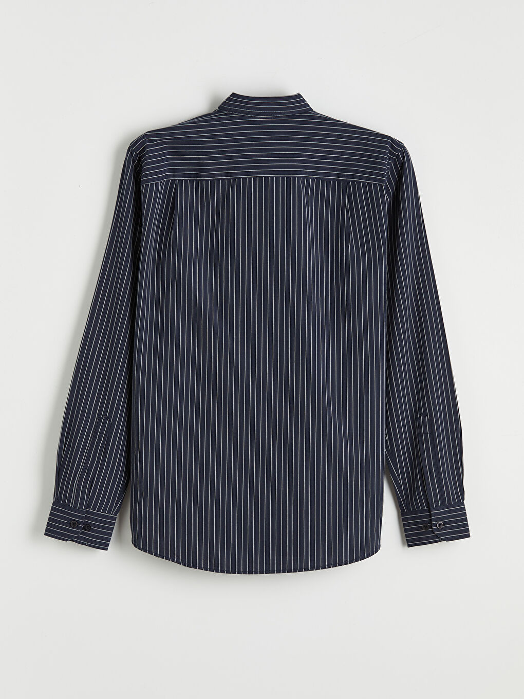 Lacivert Regular Fit Çizgili Armürlü Erkek Gömlek-1