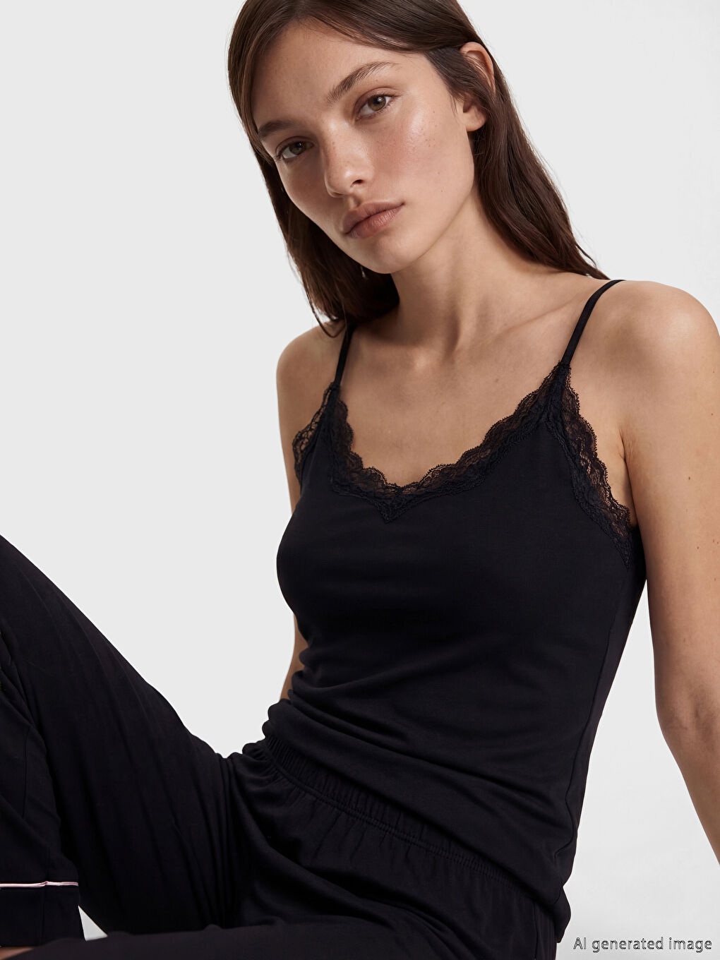 Женская жилетка с V-образным вырезом и кружевными бретелями-2