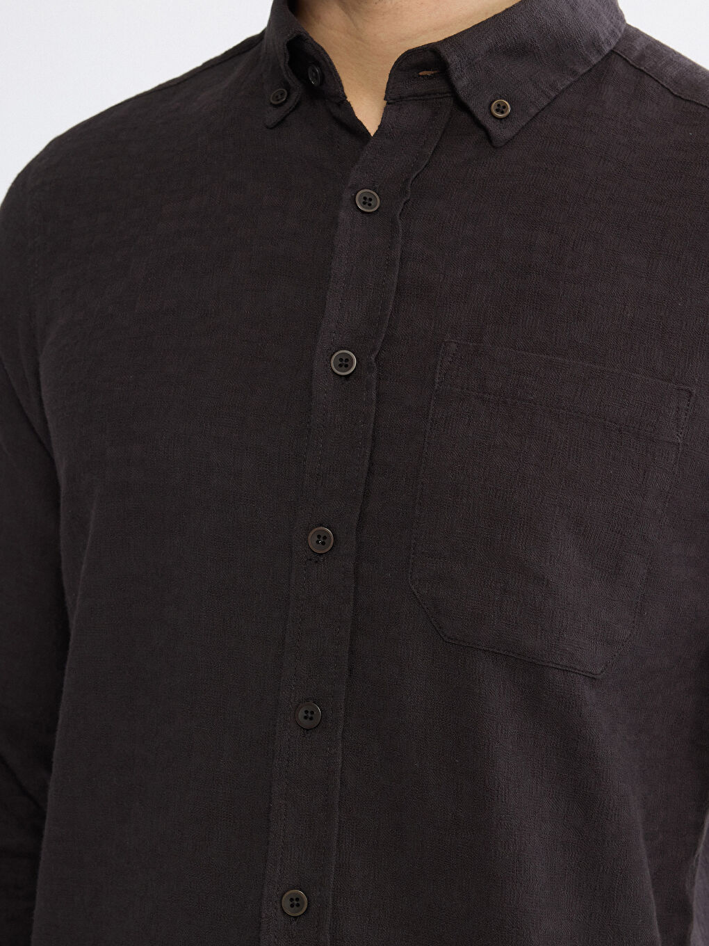 Kahverengi Regular Fit Armürlü Erkek Gömlek-2