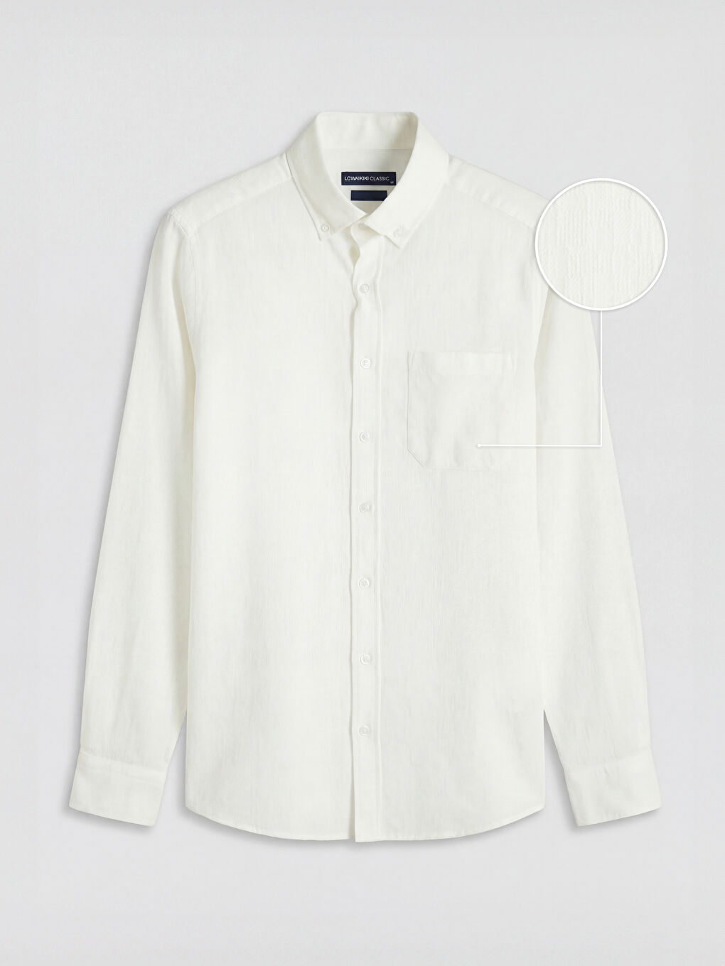 Beyaz Regular Fit Erkek Dokulu Gömlek