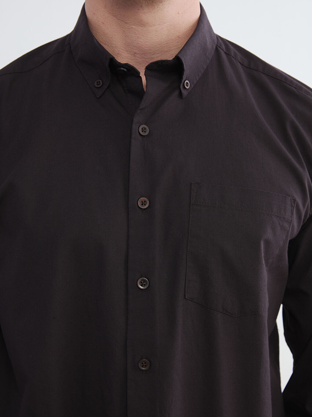 Kahverengi Regular Fit Poplin Erkek Gömlek-3