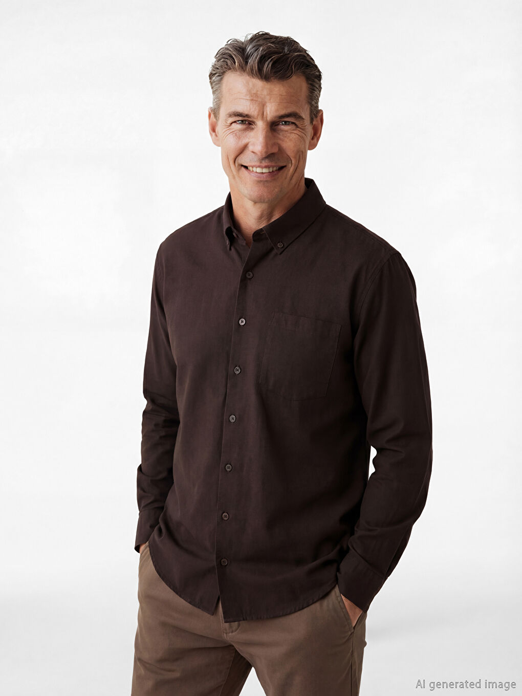 Kahverengi Regular Fit Poplin Erkek Gömlek-1