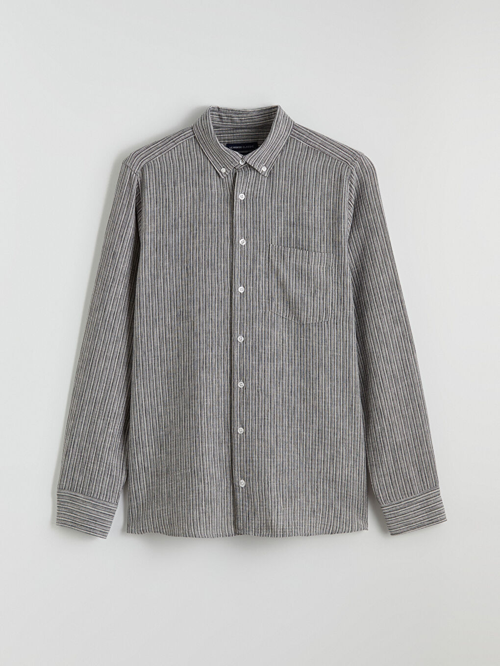 Siyah Regular Fit Çizgili Erkek Gömlek