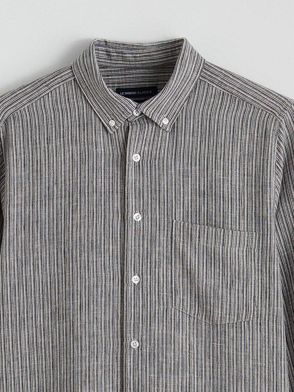 Siyah Regular Fit Çizgili Erkek Gömlek-1