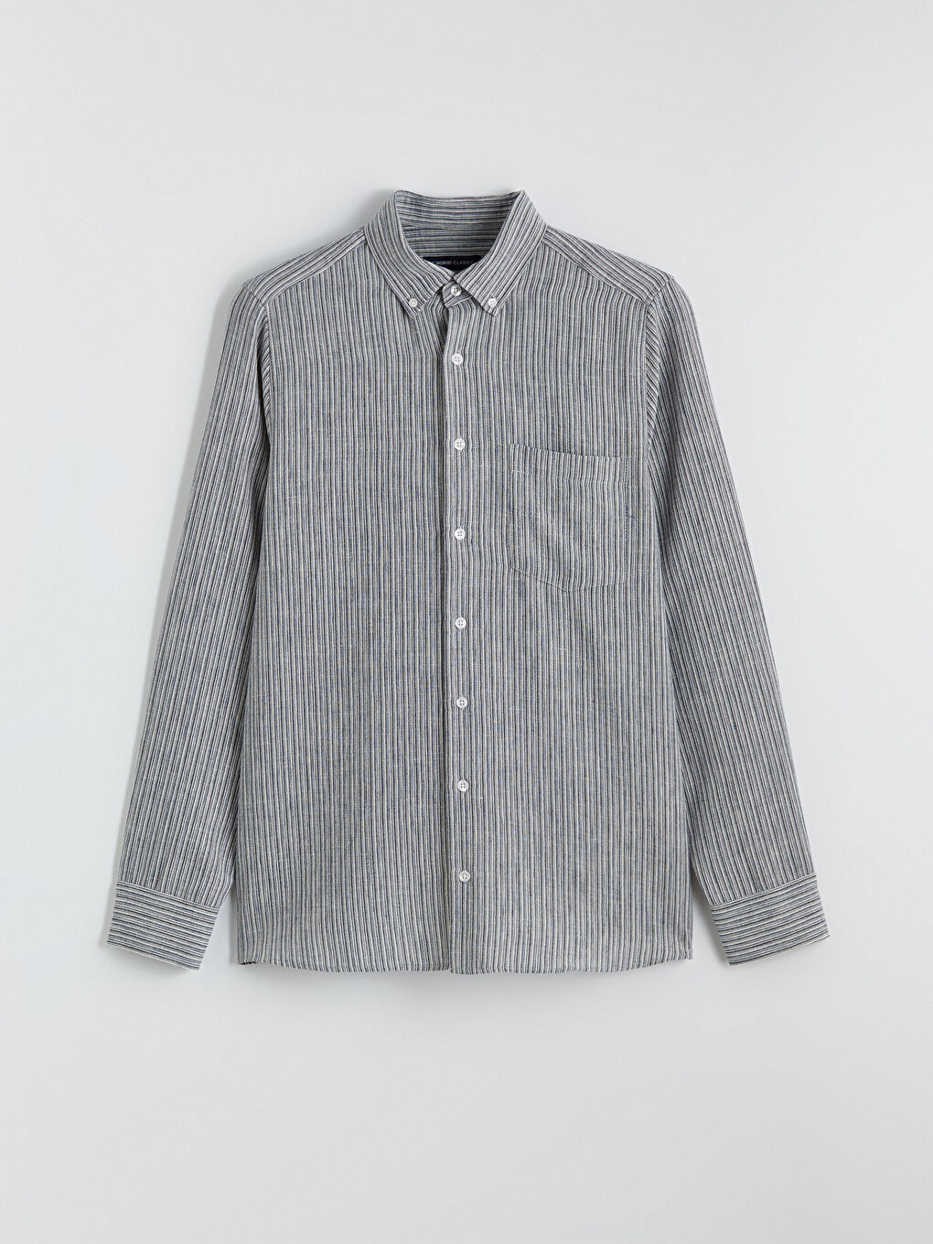 Lacivert Regular Fit Çizgili Erkek Gömlek