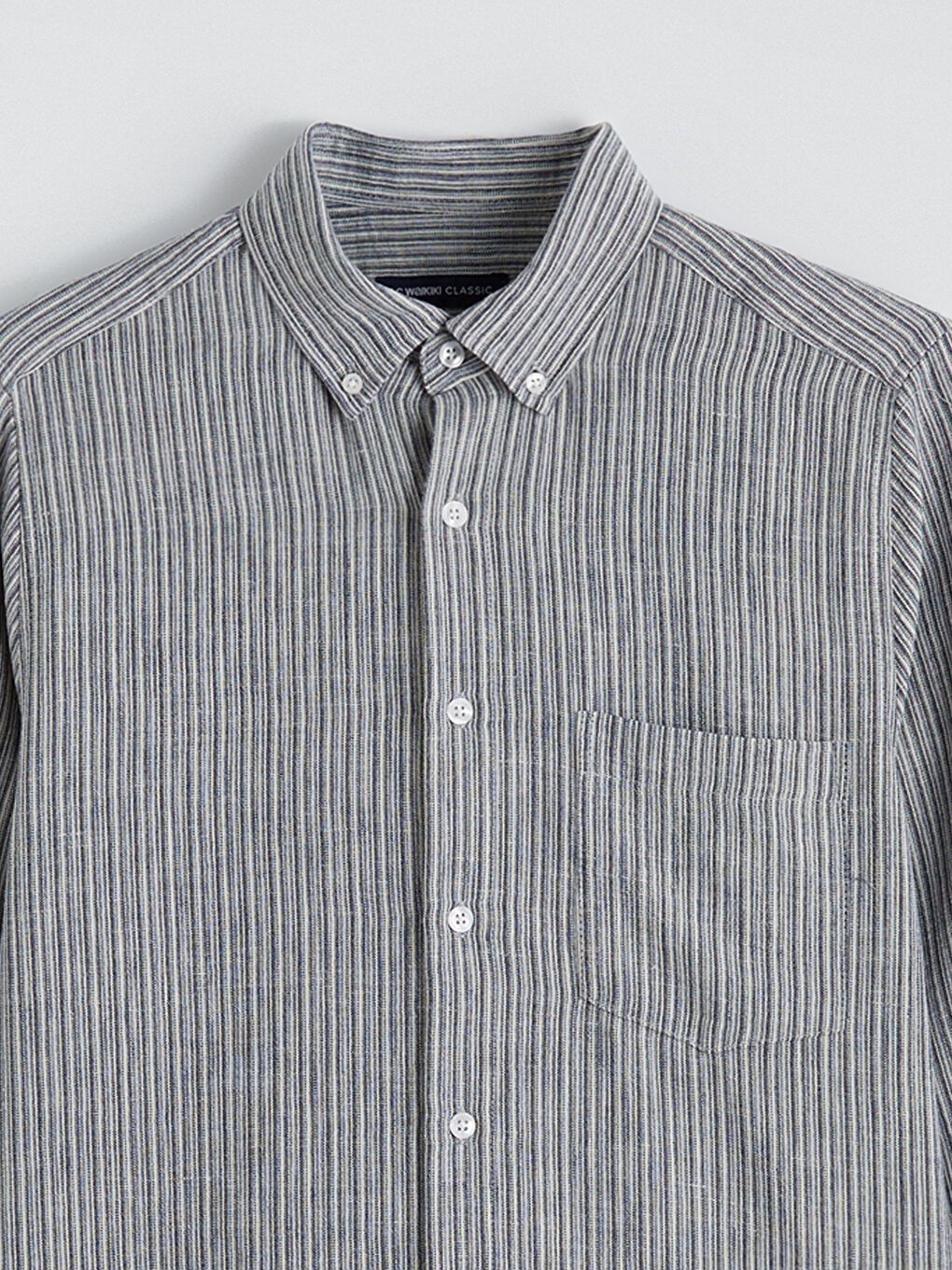 Lacivert Regular Fit Çizgili Erkek Gömlek-1