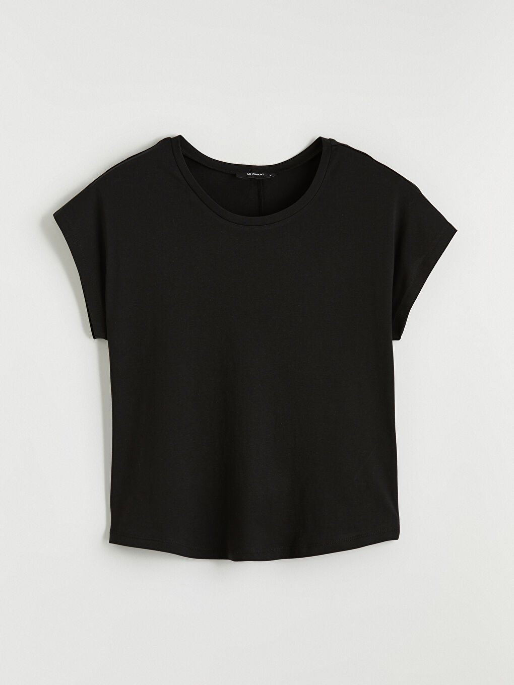 Siyah Bisiklet Yaka Kadın Tişört-4