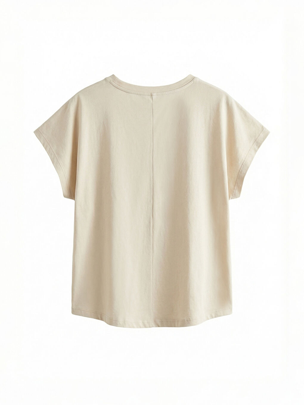 Bej Bisiklet Yaka Kadın Tişört-5