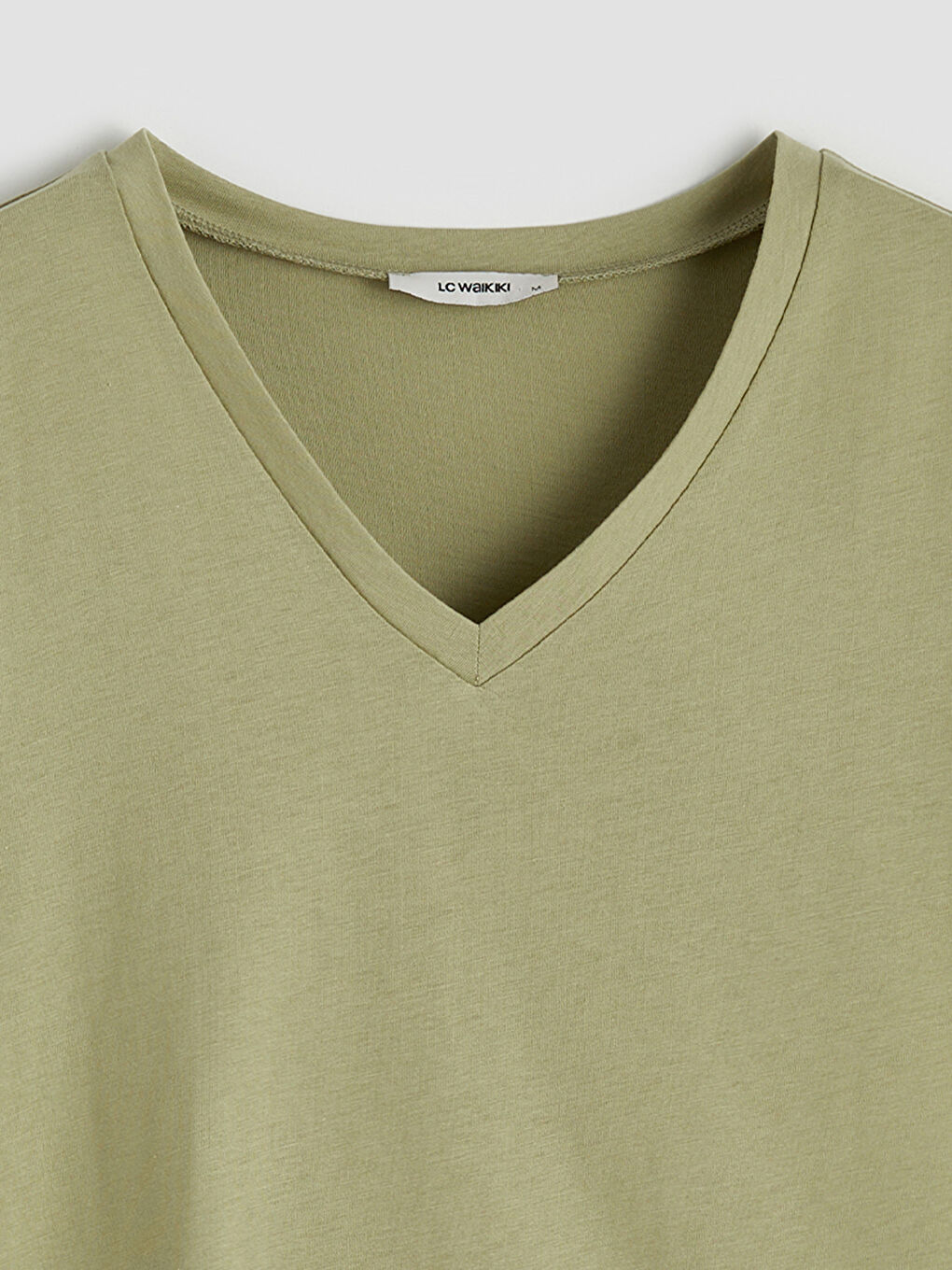 Yeşil V Yaka Kadın Tişört-1