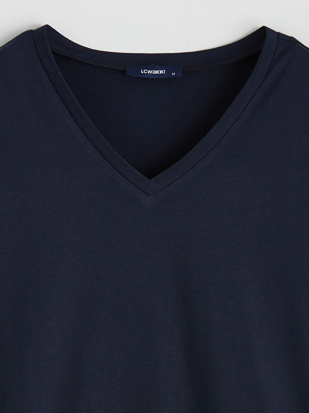 Lacivert V Yaka Kadın Tişört-5