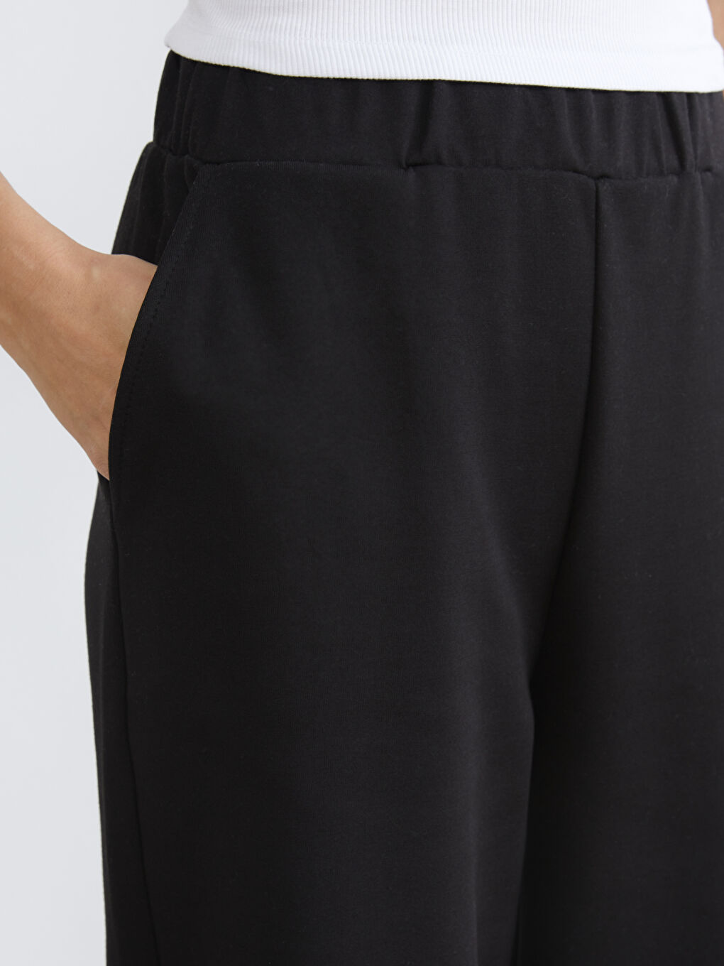 Siyah Beli Lastikli Kadın Eşofman Altı-2