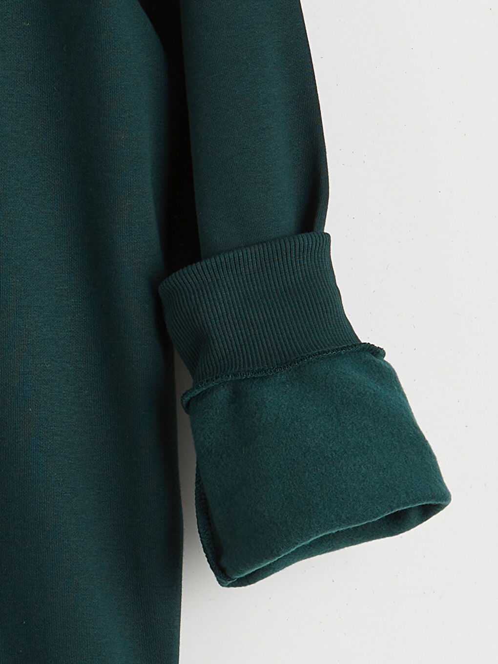 Yeşil Bisiklet Yaka Baskılı Erkek Kalın Sweatshirt-1