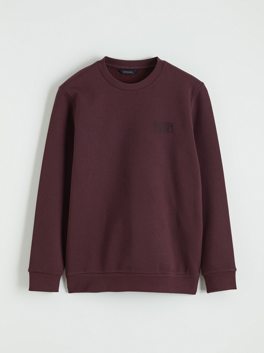 Mürdüm Bisiklet Yaka Baskılı Erkek Kalın Sweatshirt