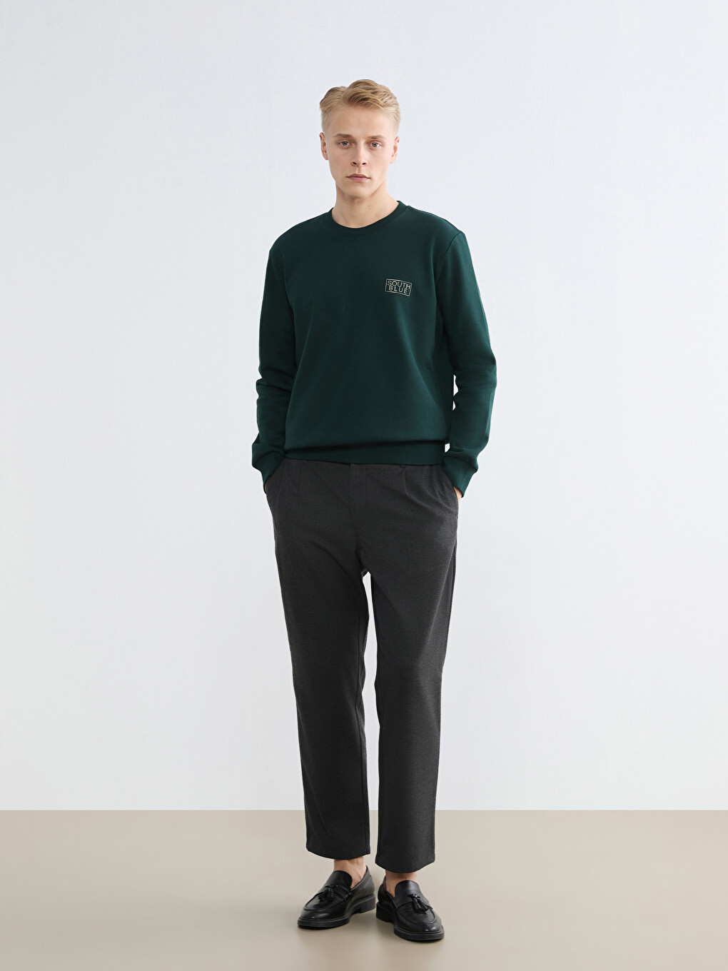 Crew Neck Printed Men's Thick Sweatshirt-1