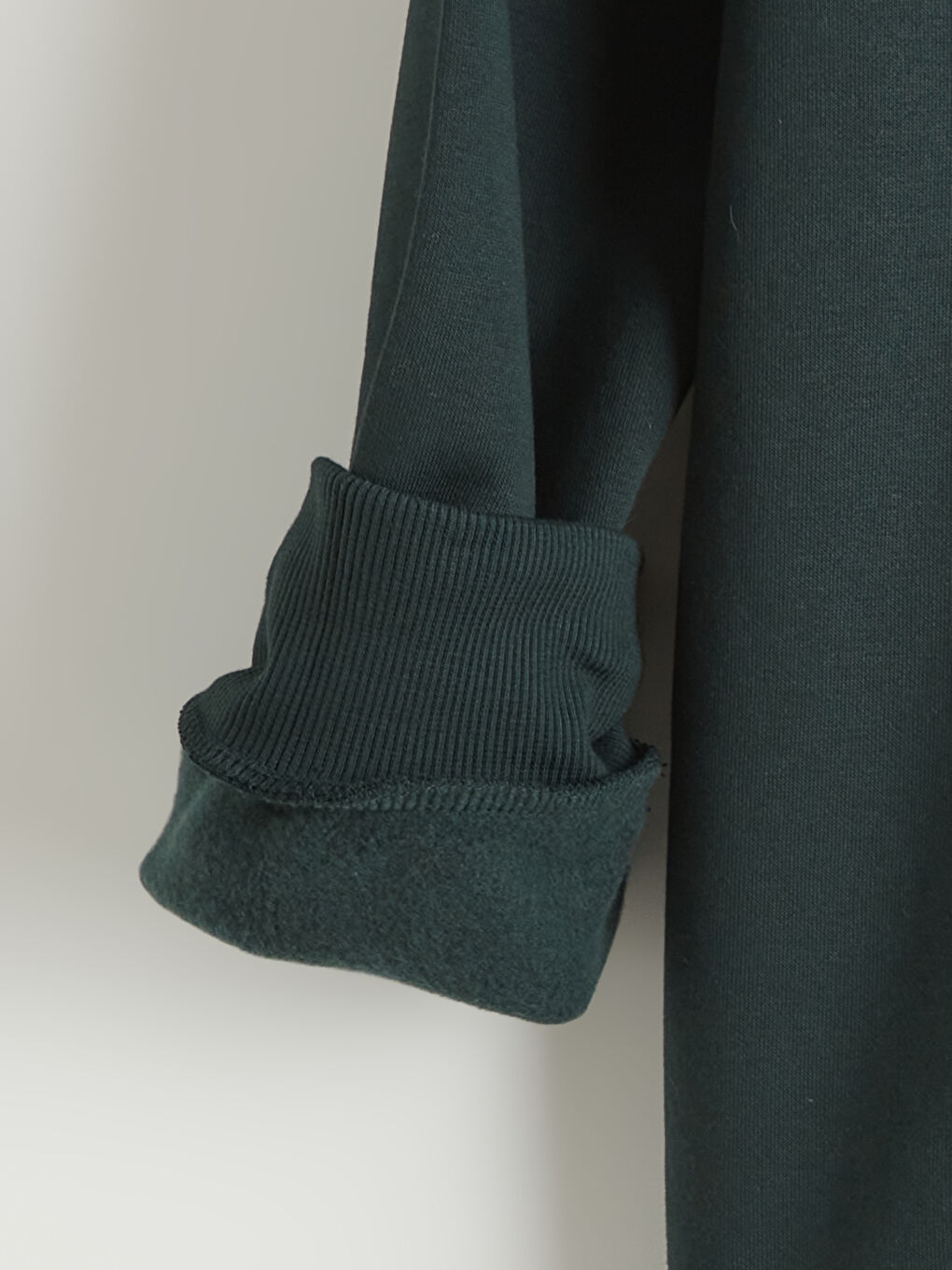 Yeşil Bisiklet Yaka Baskılı Erkek Kalın Sweatshirt-1