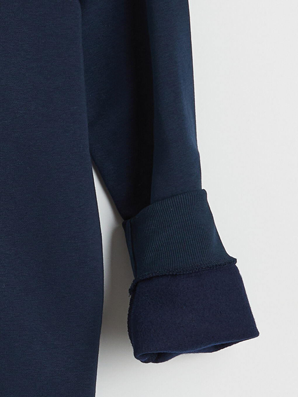 Lacivert Bisiklet Yaka Baskılı Erkek Kalın Sweatshirt-1