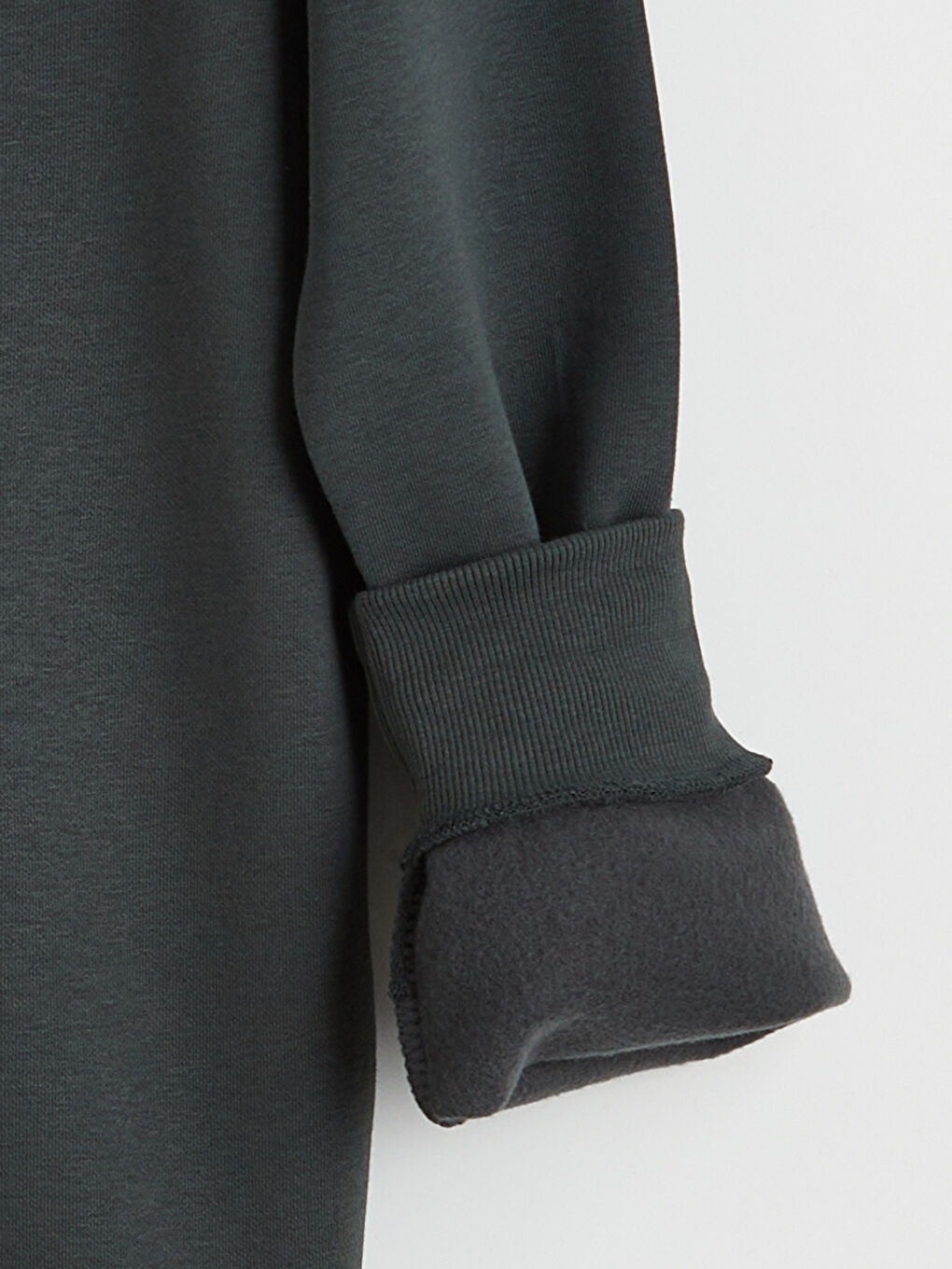 Antrasit Bisiklet Yaka Baskılı Erkek Kalın Sweatshirt-1