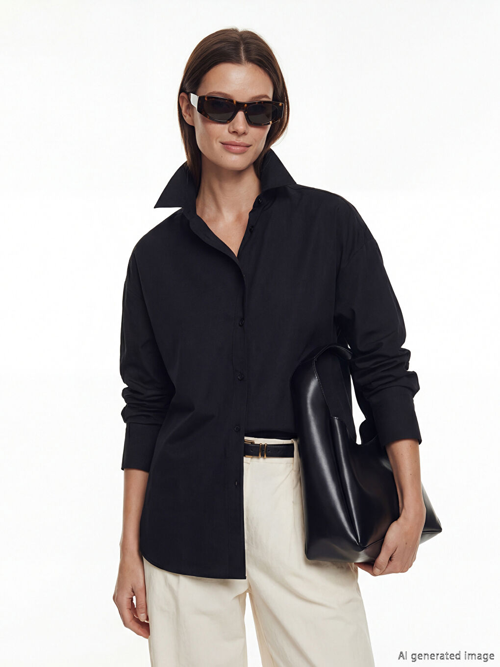 Siyah Kadın Gömlek Tunik