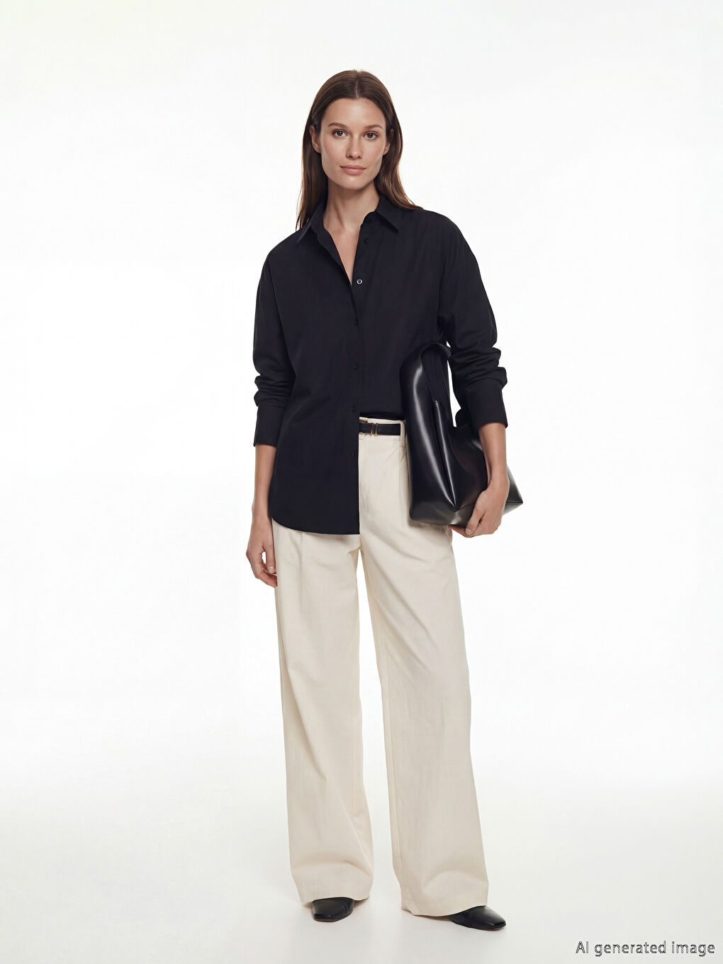 Siyah Kadın Gömlek Tunik-1