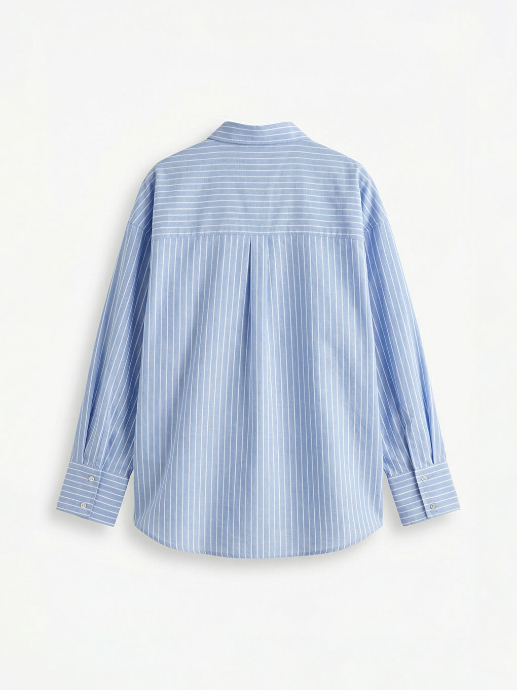 Mavi Çizgili Kadın Oxford Gömlek-5