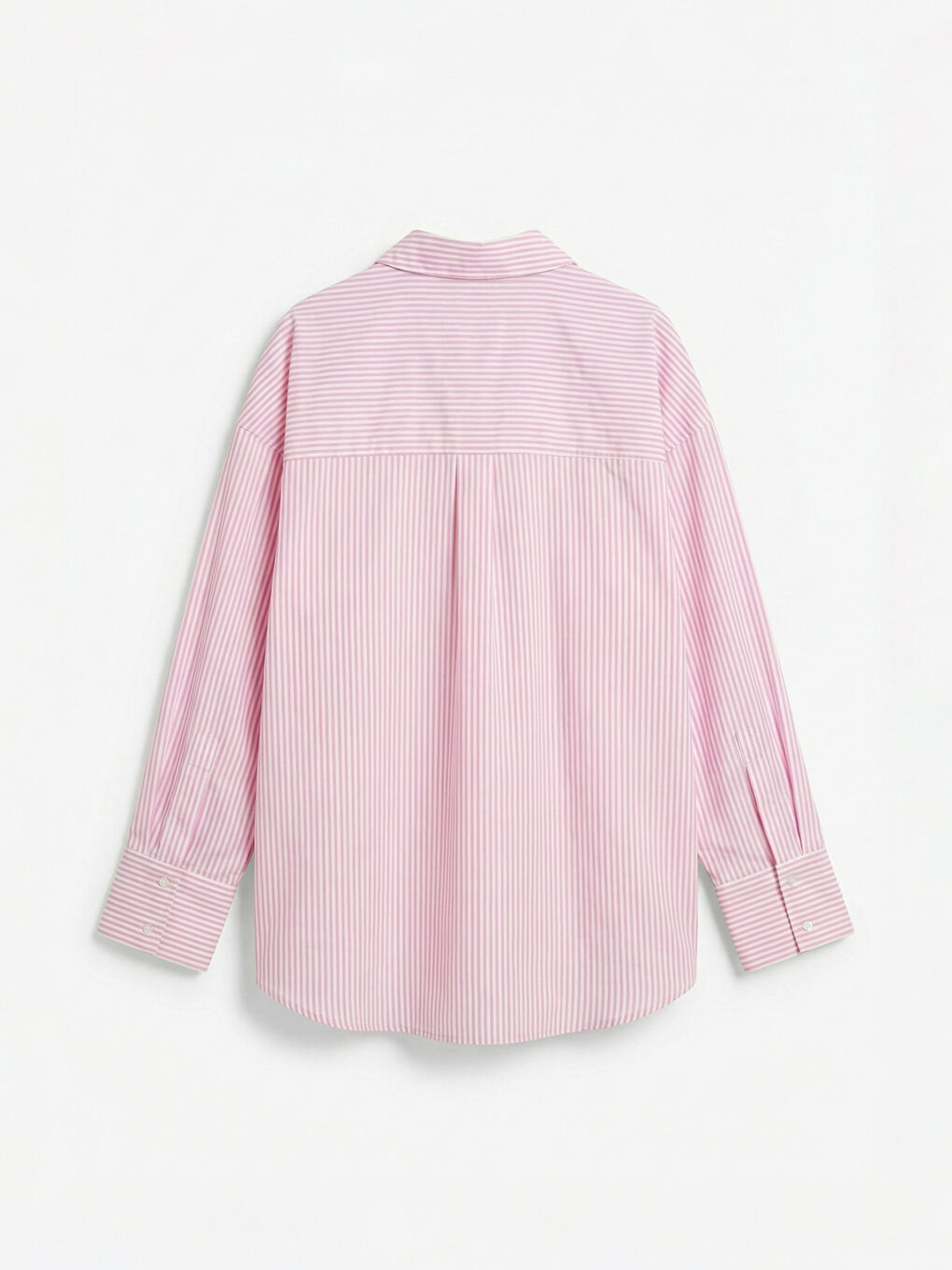 Pembe Çizgili Kadın Oxford Gömlek-1